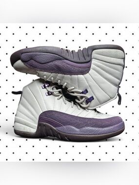 Jordan High-Top Sneakers in Off-White and Dark Purple